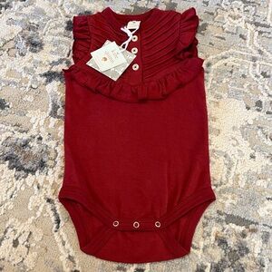 Kate Quinn Maroon Ruffle Onesie